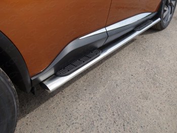 41 999 р. Пороги овальные с накладкой 120х60 мм, ТСС Тюнинг  Nissan Murano  3 Z52 (2015-2022) (серые). Увеличить фотографию 1