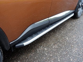 Пороги алюминиевые с пластиковой накладкой ТСС Тюнинг Nissan (Нисан) Murano (Мурано)  3 Z52 (2015-2022) 3 Z52 дорестайлинг  (серые)
