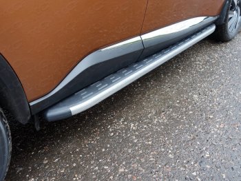 Пороги алюминиевые с пластиковой накладкой, ТСС Тюнинг Nissan Murano 3 Z52 дорестайлинг (2015-2022)  (карбон серые)