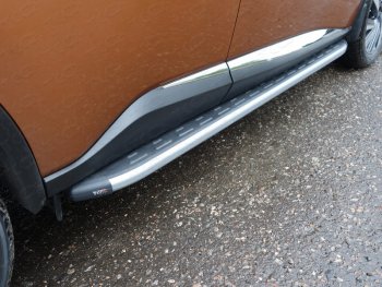 Пороги алюминиевые с пластиковой накладкой, ТСС Тюнинг Nissan Murano 3 Z52 дорестайлинг (2015-2022)  (карбон серебро)