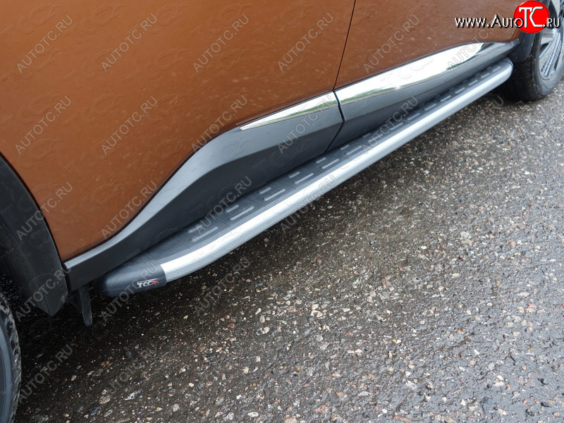 21 349 р. Пороги алюминиевые с пластиковой накладкой, ТСС Тюнинг  Nissan Murano  3 Z52 (2015-2022) (карбон серебро)