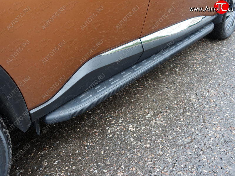 21 349 р. Пороги алюминиевые с пластиковой накладкой ТСС Тюнинг  Nissan Murano  3 Z52 (2015-2022) (карбон черные)