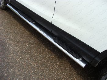 Пороги овальные с накладкой 120х60 мм, ТСС Тюнинг Nissan Qashqai 2 J11 дорестайлинг (2013-2019)