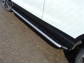 Пороги алюминиевые с пластиковой накладкой ТСС Тюнинг Nissan Qashqai 2 J11 дорестайлинг (2013-2019)