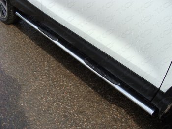 29 999 р. Пороги овальные с накладкой 75х42 мм ТСС Тюнинг  Nissan Qashqai  2 (2013-2019) (серые). Увеличить фотографию 1