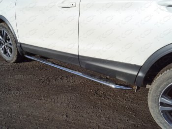 33 599 р. Пороги овальные гнутые с накладкой 75х42 мм ТСС Тюнинг  Nissan Qashqai  2 (2017-2022) (серые). Увеличить фотографию 1
