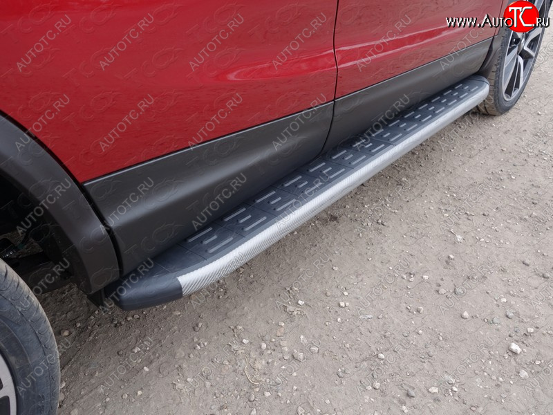 21 349 р. Пороги алюминиевые с пластиковой накладкой, ТСС Тюнинг  Nissan Qashqai  2 (2017-2022) (карбон серые)