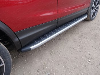 21 349 р. Пороги алюминиевые с пластиковой накладкой ТСС Тюнинг  Nissan Qashqai  2 (2017-2022) (карбон ). Увеличить фотографию 1