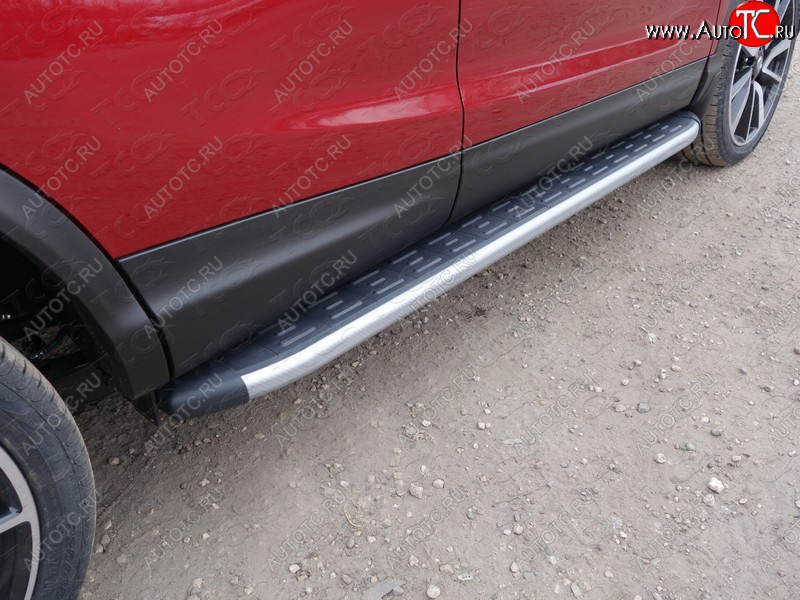 21 349 р. Пороги алюминиевые с пластиковой накладкой ТСС Тюнинг  Nissan Qashqai  2 (2017-2022) (карбон )