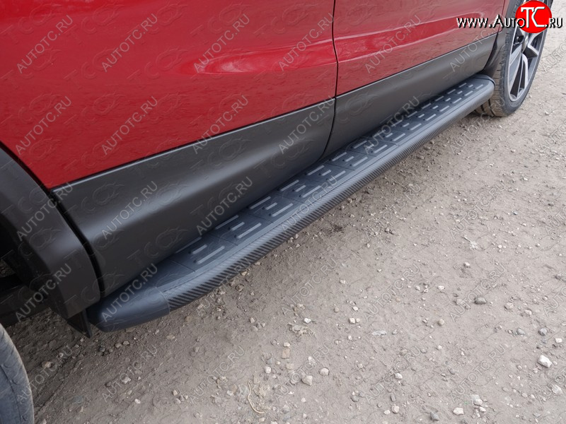 21 349 р. Пороги алюминиевые с пластиковой накладкой ТСС Тюнинг  Nissan Qashqai  2 (2017-2022) (карбон черные)