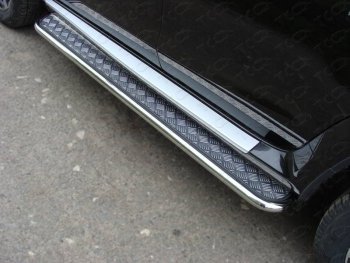 28 099 р. Пороги с площадкой 42,4 мм ТСС Тюнинг  Nissan Terrano  D10 (2013-2016) (серые). Увеличить фотографию 1