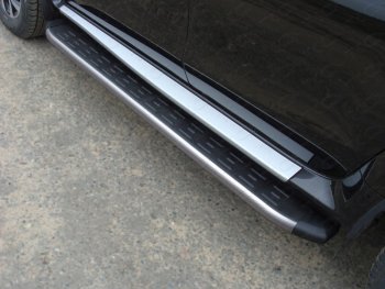 21 349 р. Пороги алюминиевые с пластиковой накладкой, ТСС Тюнинг  Nissan Terrano  D10 (2013-2016) (карбон серые). Увеличить фотографию 1