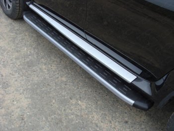 Пороги алюминиевые с пластиковой накладкой ТСС Тюнинг Nissan (Нисан) Terrano (Террано)  D10 (2013-2016) D10 дорестайлинг