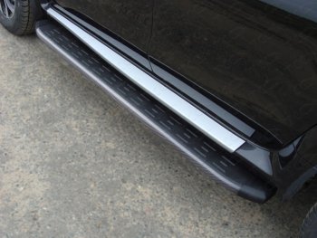 Пороги алюминиевые с пластиковой накладкой ТСС Тюнинг Nissan (Нисан) Terrano (Террано)  D10 (2013-2016) D10 дорестайлинг  (карбон черные)