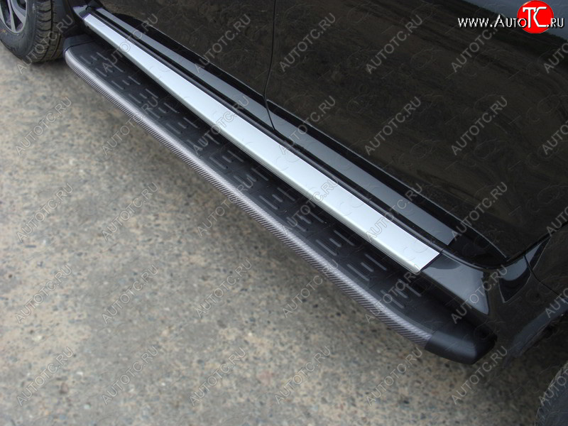 21 349 р. Пороги алюминиевые с пластиковой накладкой ТСС Тюнинг  Nissan Terrano  D10 (2013-2016) (карбон черные)