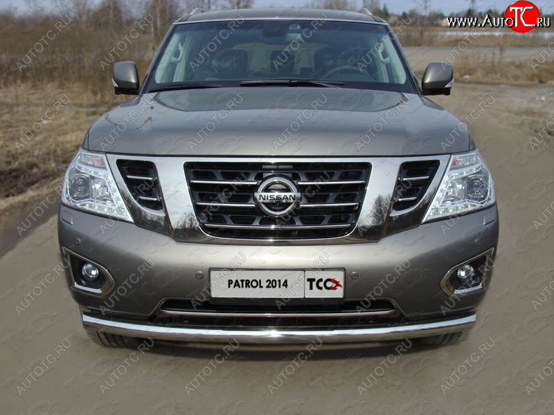 29 999 р. Защита переднего бампера нижняя 76,1 мм ТСС тюнинг  Nissan Patrol  6 (2014-2017) (нержавейка)