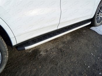 Пороги алюминиевые с пластиковой накладкой ТСС Тюнинг Porsche Cayenne PO536 (2018-2024)  (серые)