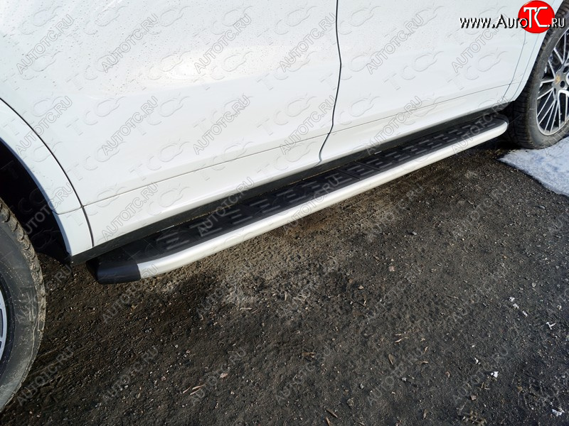 19 999 р. Пороги алюминиевые с пластиковой накладкой ТСС Тюнинг  Porsche Cayenne  PO536 (2018-2024) (серые)