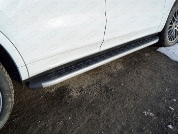 Пороги алюминиевые с пластиковой накладкой, ТСС Тюнинг Porsche (Порш) Cayenne (Кайен)  PO536 (2018-2024) PO536  (карбон серебро)