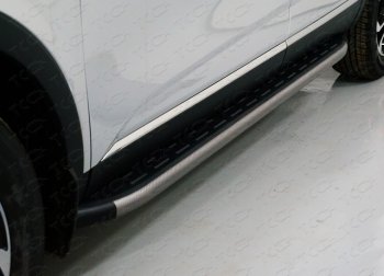 Пороги алюминиевые с пластиковой накладкой, ТСС Тюнинг Renault (Рено) Arkana (Аркана) (2019-2024)  (карбон серые)