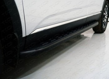 Пороги алюминиевые с пластиковой накладкой ТСС Тюнинг Renault (Рено) Arkana (Аркана) (2019-2024)  (карбон черные)