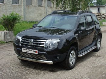 16 299 р. Защита передняя овальная короткая 75х42 мм ТСС Тюнинг  Renault Duster  HS (2010-2015) (нержавейка). Увеличить фотографию 1