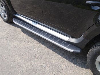 Пороги алюминиевые с пластиковой накладкой ТСС Тюнинг Renault Duster HS рестайлинг (2015-2021)