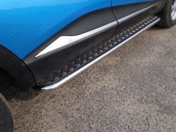 28 099 р. Пороги с площадкой 42,4 мм ТСС Тюнинг  Renault Kaptur (2016-2020) (серые). Увеличить фотографию 1
