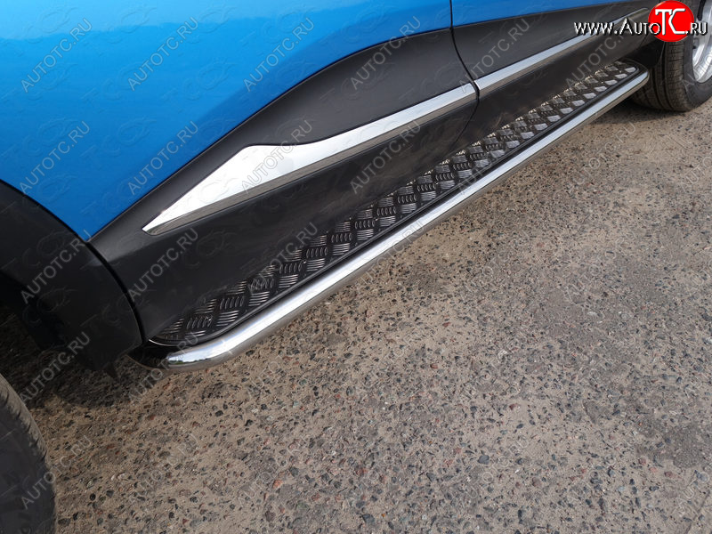 28 099 р. Пороги с площадкой 42,4 мм ТСС Тюнинг  Renault Kaptur (2016-2020) (серые)