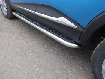 32 999 р. Пороги с площадкой 60,3 мм ТСС Тюнинг  Renault Kaptur (2016-2020) (серые). Увеличить фотографию 1