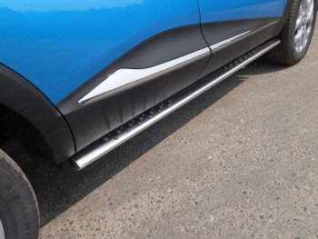 32 599 р. Пороги овальные с проступью 75х42 мм ТСС Тюнинг  Renault Kaptur (2016-2020) (серые). Увеличить фотографию 1