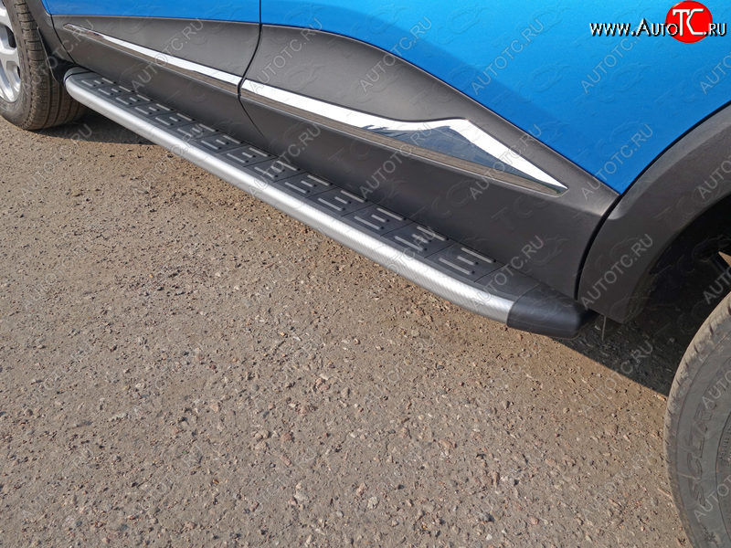 21 349 р. Пороги алюминиевые с пластиковой накладкой ТСС Тюнинг  Renault Kaptur (2016-2020) (карбон серебро)