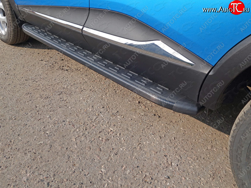 21 349 р. Пороги алюминиевые с пластиковой накладкой ТСС Тюнинг  Renault Kaptur (2016-2020) (карбон черные)
