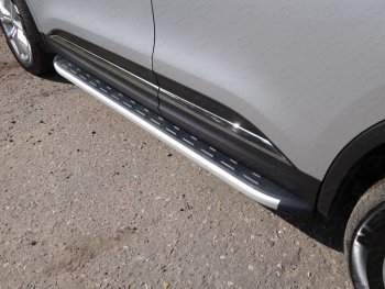 Пороги алюминиевые с пластиковой накладкой ТСС Тюнинг Renault (Рено) Koleos (Колеос)  2 (2016-2024) 2  (серые)