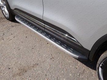 21 349 р. Пороги алюминиевые с пластиковой накладкой, ТСС Тюнинг  Renault Koleos  2 (2016-2024) (карбон серые). Увеличить фотографию 1