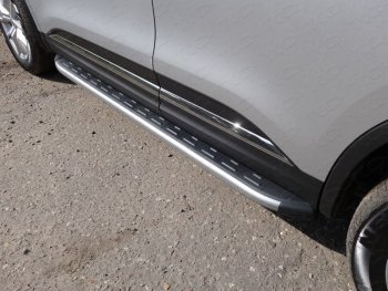 Пороги алюминиевые с пластиковой накладкой ТСС Тюнинг Renault (Рено) Koleos (Колеос)  2 (2016-2024) 2  (карбон серебро)