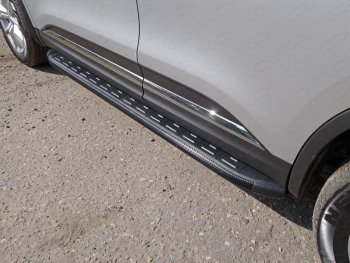 Пороги алюминиевые с пластиковой накладкой ТСС Тюнинг Renault (Рено) Koleos (Колеос)  2 (2016-2024) 2  (карбон черные)