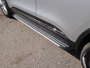 Пороги алюминиевые ТСС Тюнинг Renault (Рено) Koleos (Колеос)  2 (2016-2024) 2  (Slim Line Silver)