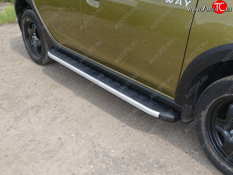 19 999 р. Пороги алюминиевые с пластиковой накладкой ТСС Тюнинг  Renault Sandero Stepway  (B8) (2014-2018) (серые)
