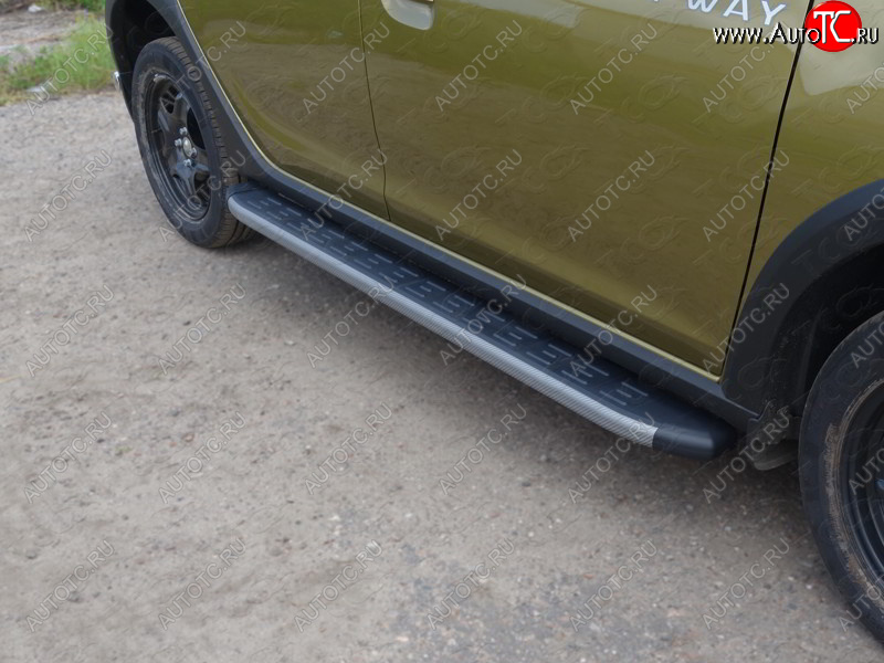 21 349 р. Пороги алюминиевые с пластиковой накладкой, ТСС Тюнинг  Renault Sandero Stepway  (B8) (2014-2018) (карбон серые)