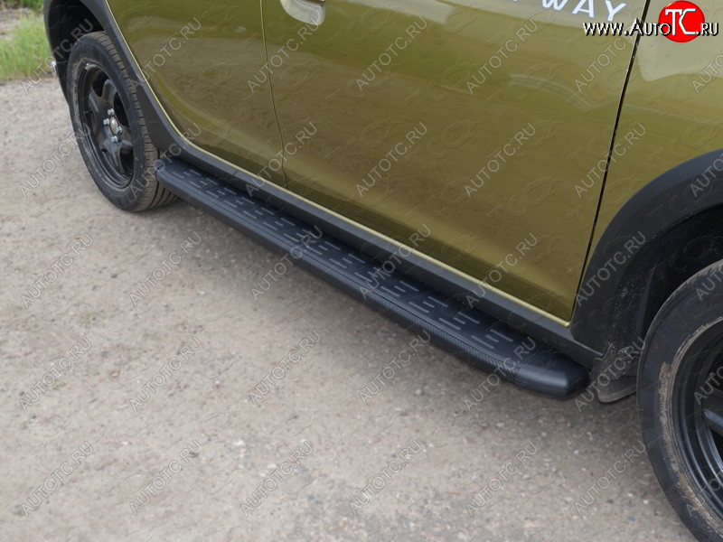 21 349 р. Пороги алюминиевые с пластиковой накладкой ТСС Тюнинг  Renault Sandero Stepway  (B8) (2014-2018) (карбон черные)