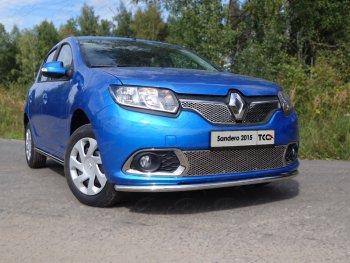 10 499 р. Защита переднего бампера нижняя d42,4 мм ТСС Тюнинг  Renault Sandero  (B8) (2014-2018) (нержавейка). Увеличить фотографию 1