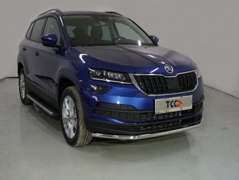 16 399 р. Защита переднего бампера нижняя d42,4 мм ТСС Тюнинг  Skoda Karoq  NU7 (2020-2024) (нержавейка). Увеличить фотографию 1