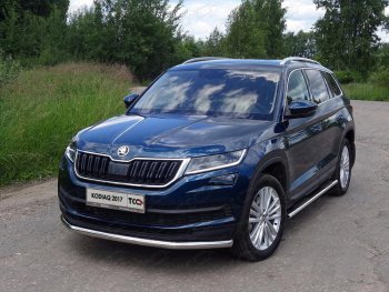 17 999 р. Защита переднего бампера нижняя d60,3 мм ТСС Тюнинг  Skoda Kodiaq  NU7 (2017-2021) (нержавейка). Увеличить фотографию 1