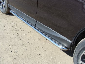 28 099 р. Пороги с площадкой 42,4 мм ТСС Тюнинг  Subaru Forester  SJ (2012-2016) (серый). Увеличить фотографию 1