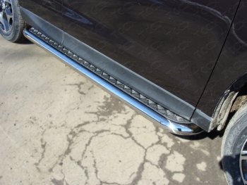 32 999 р. Пороги с площадкой 60,3 мм ТСС Тюнинг Subaru Forester SJ дорестайлинг (2012-2016) (серые). Увеличить фотографию 1