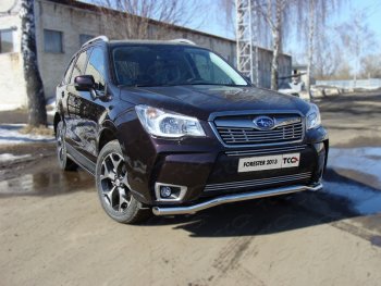 20 999 р. Защита переднего бампера нижняя d60,3 мм ТСС Тюнинг  Subaru Forester  SJ (2012-2016) (нержавейка). Увеличить фотографию 1