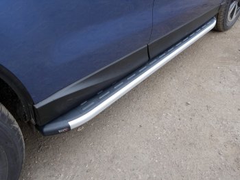 Пороги алюминиевые с пластиковой накладкой ТСС Тюнинг Subaru (Субару) Forester (Форестер)  SJ (2016-2019) SJ рестайлинг  (серые)