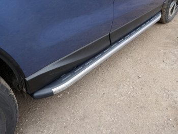 Пороги алюминиевые с пластиковой накладкой, ТСС Тюнинг Subaru (Субару) Forester (Форестер)  SJ (2016-2019) SJ рестайлинг  (карбон серые)