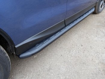 Пороги алюминиевые с пластиковой накладкой ТСС Тюнинг Subaru (Субару) Forester (Форестер)  SJ (2016-2019) SJ рестайлинг  (карбон черные)